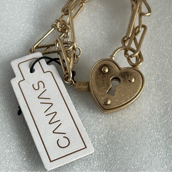 CANVAS Heart Pendant Paper Clip Chain Necklace - Picture 3 of 5